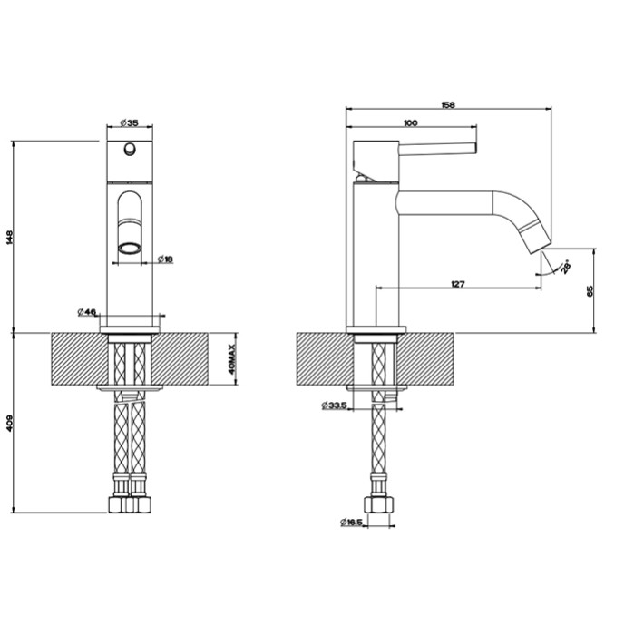 Смеситель для раковины, на 1 отв, Gessi Emporio Via tortona, finox brushed nickel арт. 18602#149