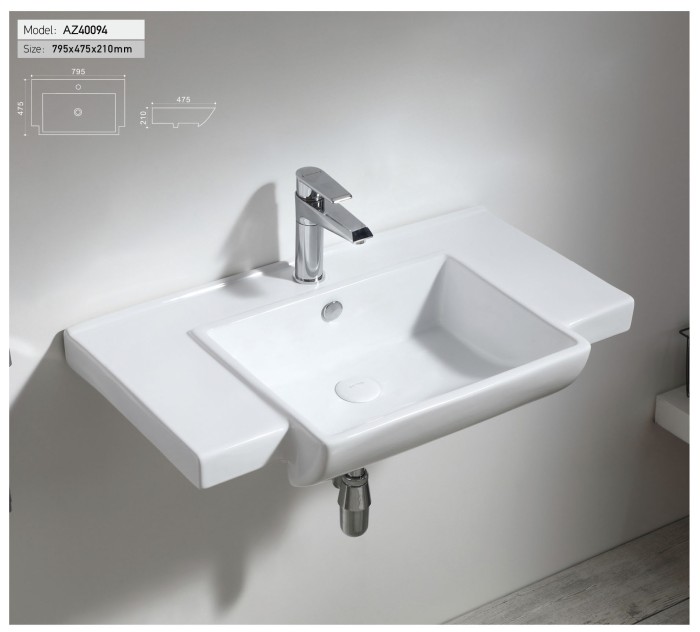 Раковина 79,5х47,5х21 подвесная, белая, Azario - AZ-40094