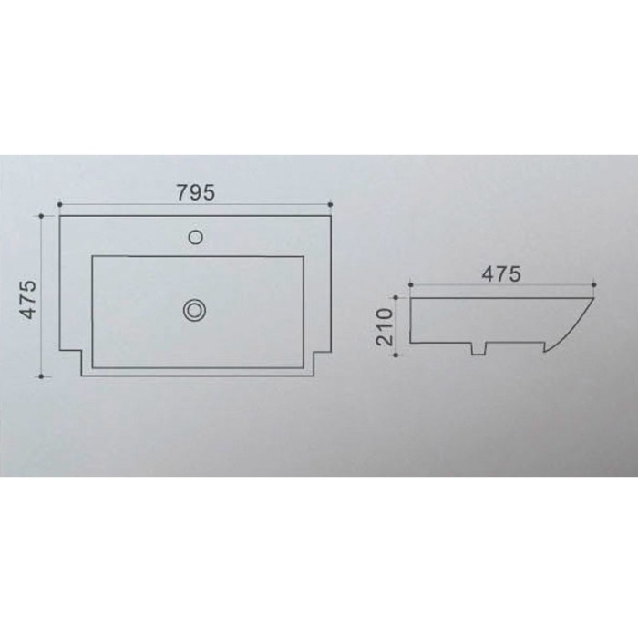 Раковина 79,5х47,5х21 подвесная, белая, Azario - AZ-40094