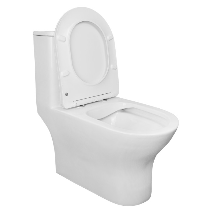 Унитаз-моноблок 670x350x760 горизонтальный слив, быстросъемное сиденье микролифт, Azario Terni арт. AZ-8618