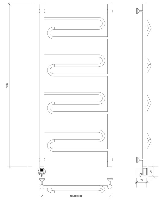Полотенцесушитель электрический 120x60 Валенсия 1 Secado арт. 4673739232668