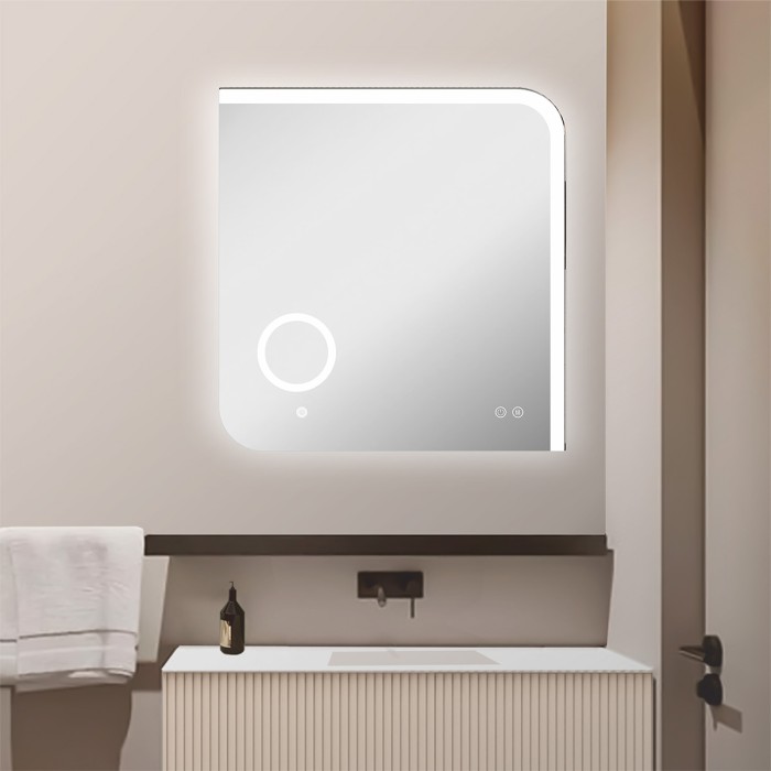 Зеркало Golden 700х700 влагостойкое с подсветкой и подогревом, сенсорный выключатель, Azario Lotos - CS00084316