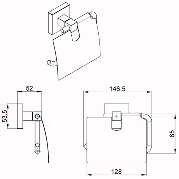Бумагодержатель с крышкой, хром, Azario Rina - AZ-87010