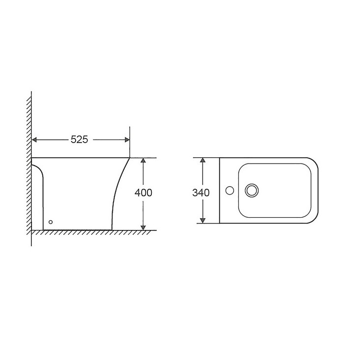 Биде напольное 525х340х400 мм., белый, Azario FRETTA SQUARE - AZ-1215C