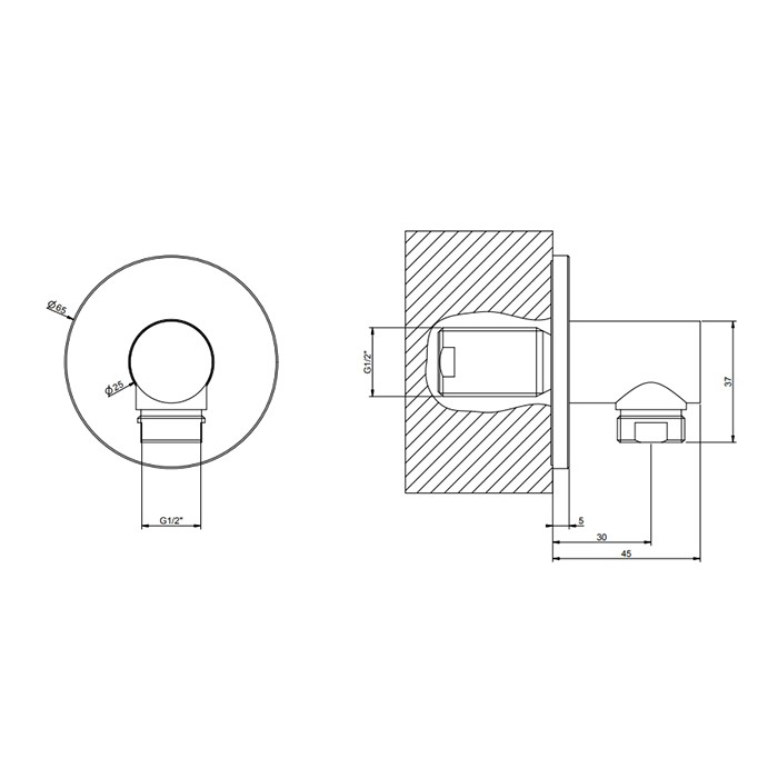 Вывод воды из стены, Gessi, finox brushed nickel арт. 63469#149