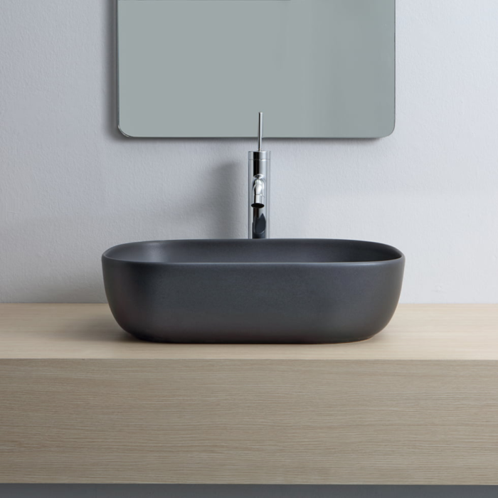 Раковина накладная, без перелива, без отверстий, цвет черный матовый, Scarabeo Glam - 1804 49