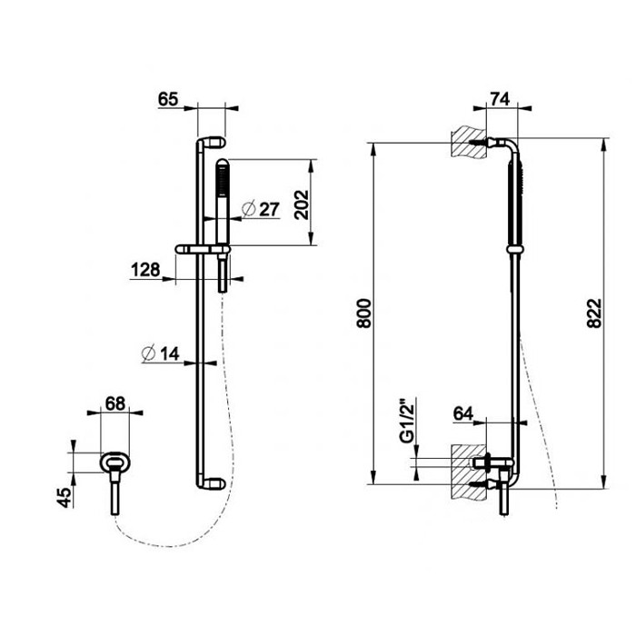 Душевая штанга с ручным душем, Gessi Goccia, белый арт. 33645#279