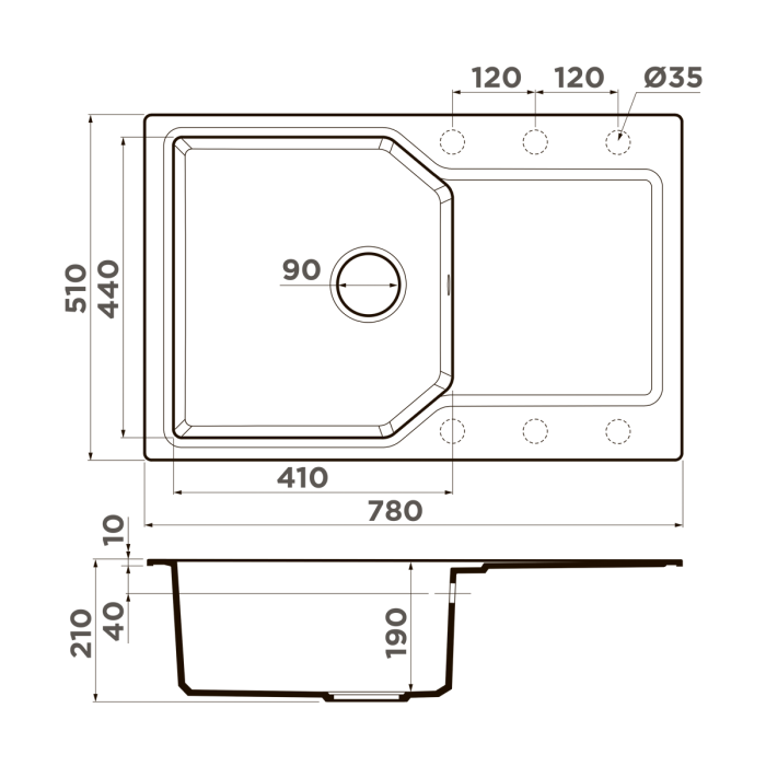Кухонная мойка Omoikiri Yonaka 78-DC Artgranit, цвет темный шоколад арт. 4993707