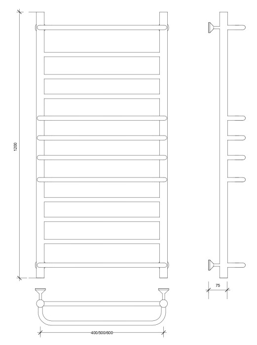 Полотенцесушитель водяной 120x40 Верона 1 (хром) Secado арт. 4603777445966
