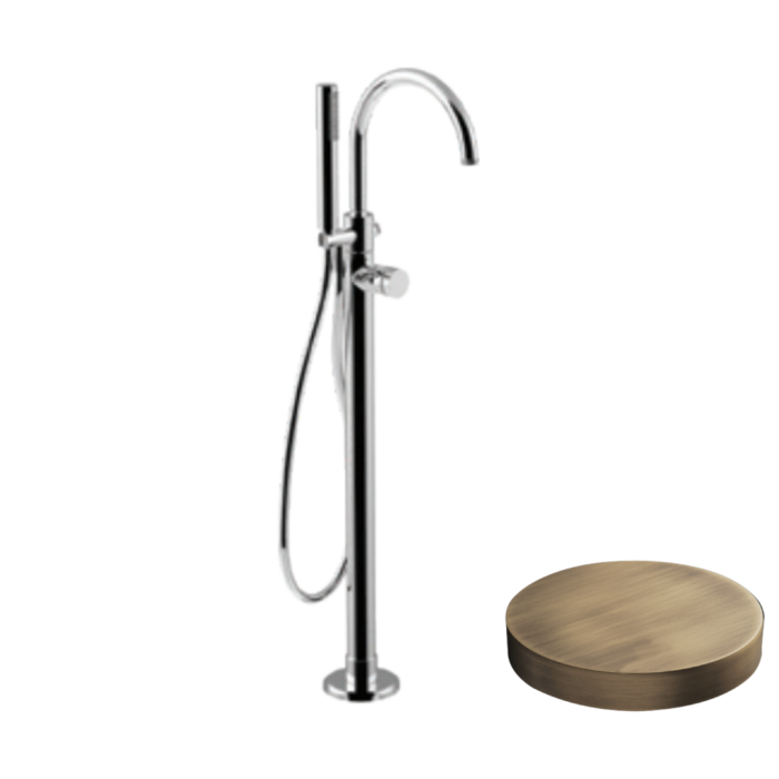 Внешняя часть смесителя для ванны отдельностоящий, излив, ручной душ, Giulini My ring deluxe, бронза матовая арт. MR0092-EPDLBROP