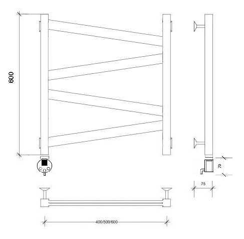 Полотенцесушитель водяной 60x40 Мирано плюс (черный) Secado арт. 4673739246719