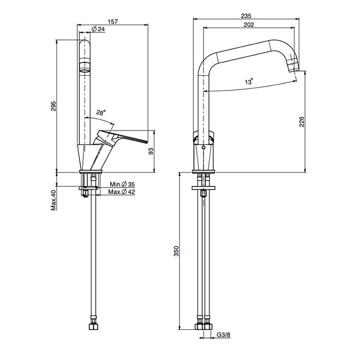 Fima Carlo Frattini Смеситель для кухни, на 1 отв., Kitchen, F3797/1CR.ES цвет: хром