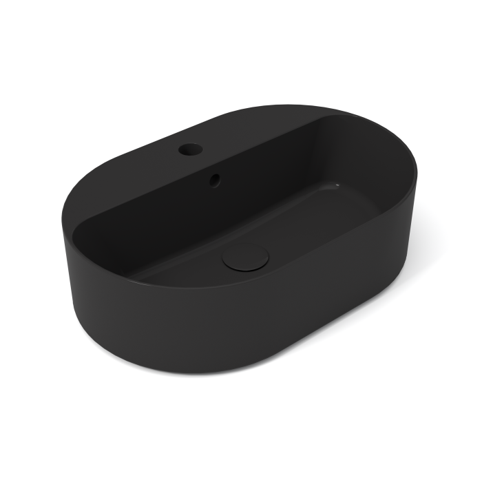 Накладная раковина с отверстием под смеситель, 60x40x17 cm, Olympia ceramica Open, черный глянцевый арт. OPE42OV60113