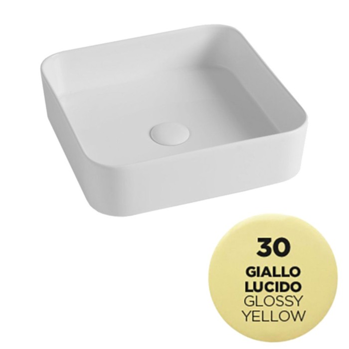 Накладная раковина, 40x40x11.5 см, Olympia ceramica Smash, желтый глянцевый арт. SMA42QU4030
