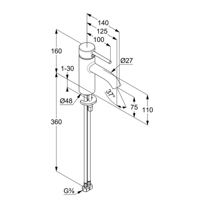 Смеситель для умывальника, матовый, bozz Kludi, черный матовый - 382723976