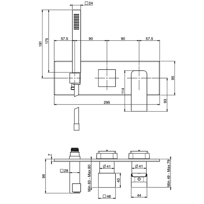 Fima Carlo Frattini Смеситель для душа, встраиваемый, на 2 источника, с ручным душем, Fit, F3399WX2CR цвет: хром