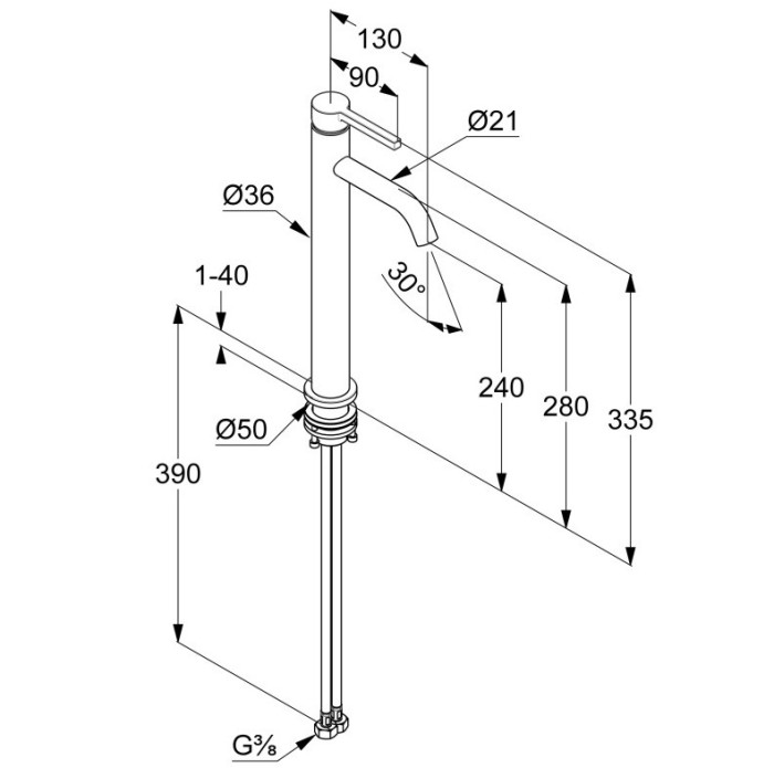 Однорычажный смеситель на умывальник 240 мм, матовый, nova fonte pura Kludi, белый матовый - 202985315