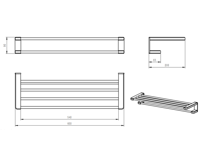 Полотенцедержатель с полкой, Wonzon & Woghand, WW-V3902-MB цвет: черный