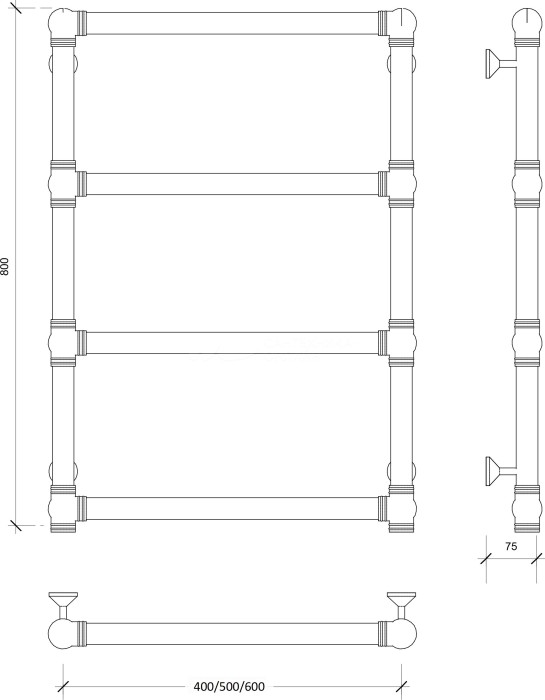 Полотенцесушитель водяной латунный 40x80 Фалерони 1 (бронза) Secado арт. 4603777479756
