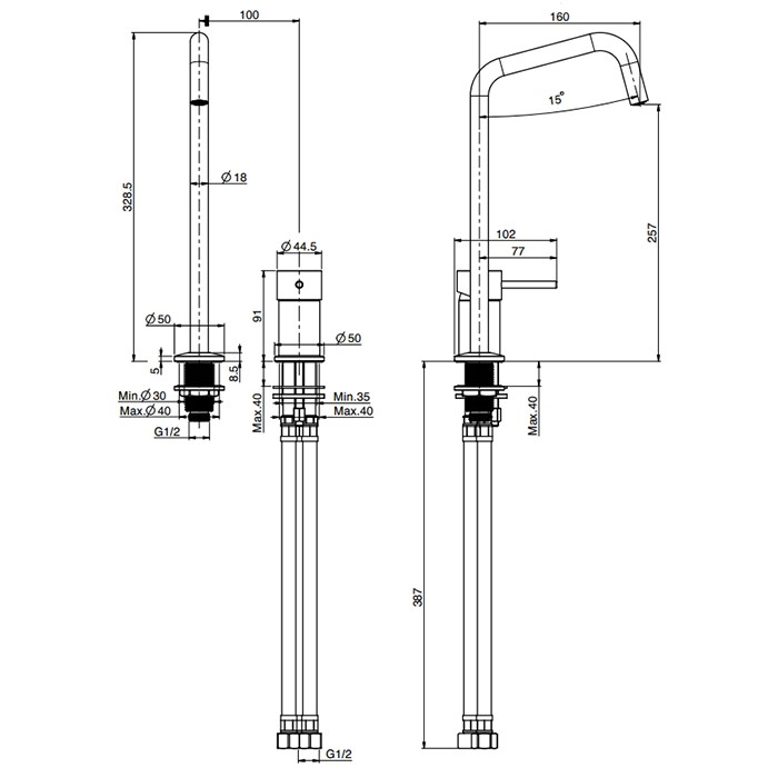 Fima Carlo Frattini Cмеситель для раковины, на 2 отв., с донным клапаном, Spillo Tech, F3271TNDXCR цвет: хром