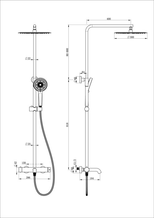Душевая система, Wonzon & Woghand Stick, WW-88739017-BG цвет: золото
