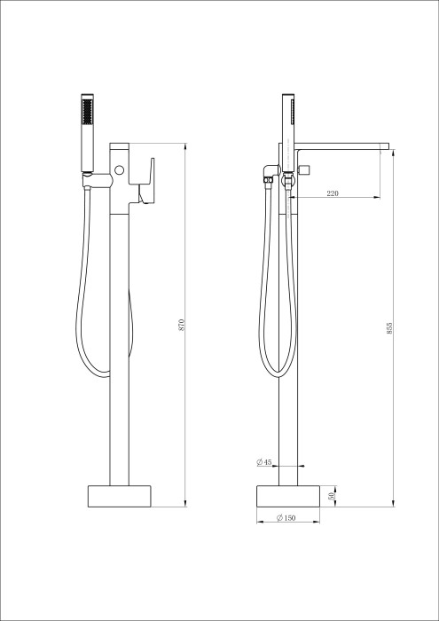 Смеситель для ванны напольного монтажа, Wonzon & Woghand Stick, WW-88649901-BG цвет: золото