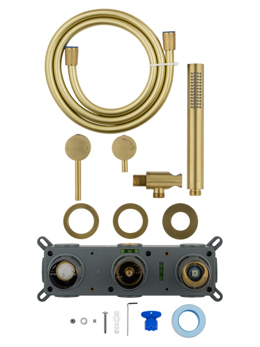 Смеситель для душевой системы встраиваемый, Wonzon & Woghand Stick, WW-838017-BG цвет: золото