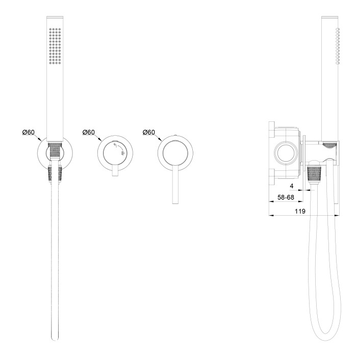 Смеситель для душевой системы встраиваемый, Wonzon & Woghand Stick, WW-838017-BG цвет: золото