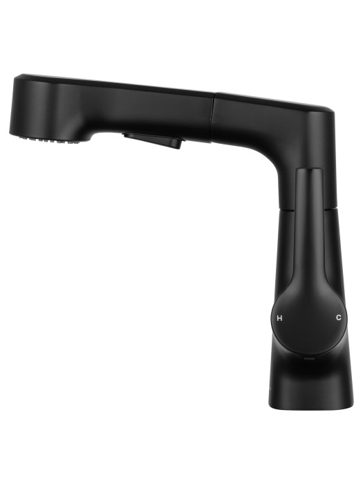 Смеситель для раковины с выдвижным изливом, Wonzon & Woghand, WW-121B108-MB цвет: черный