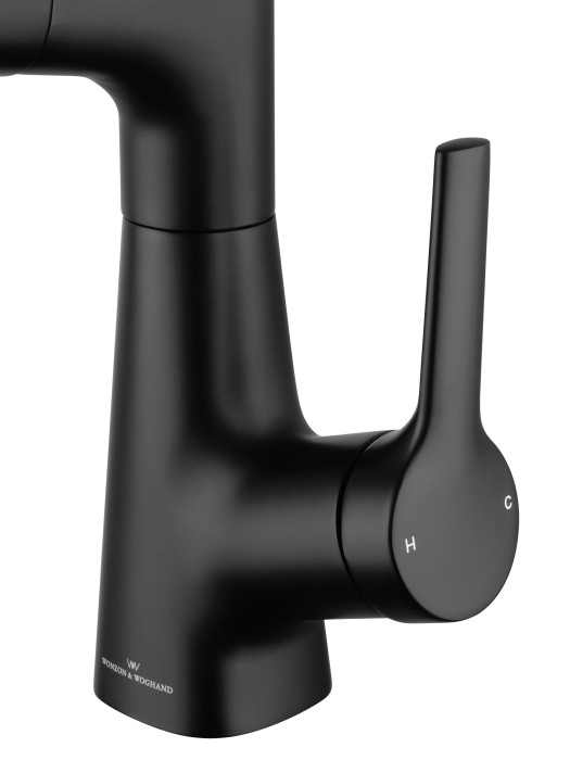 Смеситель для раковины с выдвижным изливом, Wonzon & Woghand, WW-121B108-MB цвет: черный