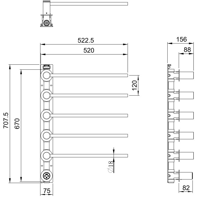 Полотенцесушитель электрический встраиваемый, Wonzon & Woghand Munchen, WW-A355-GM цвет: графит