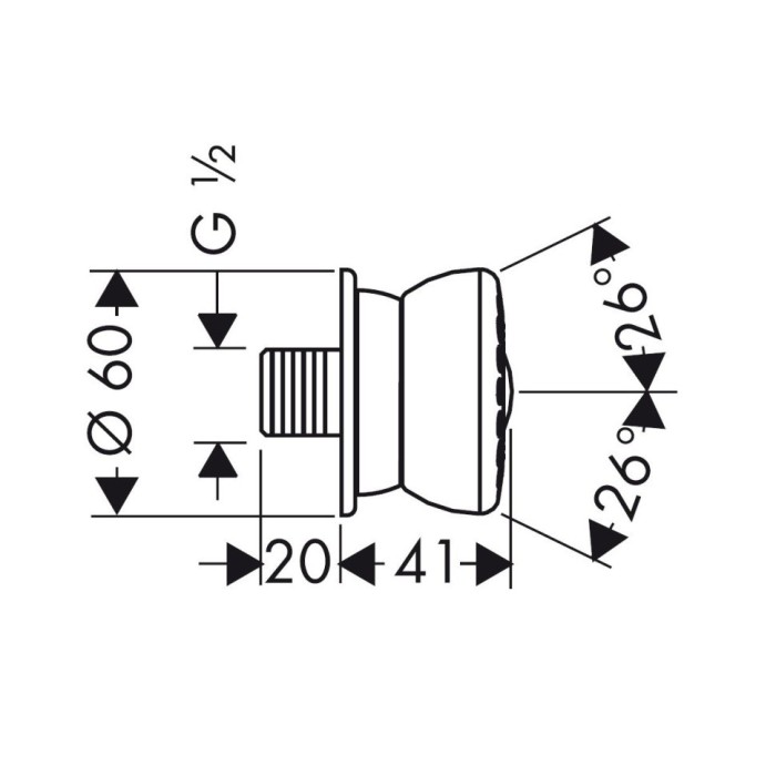 Боковая форсунка 60 с регулируемым углом наклона Bodyvette Hansgrohe, хром арт. 28466000