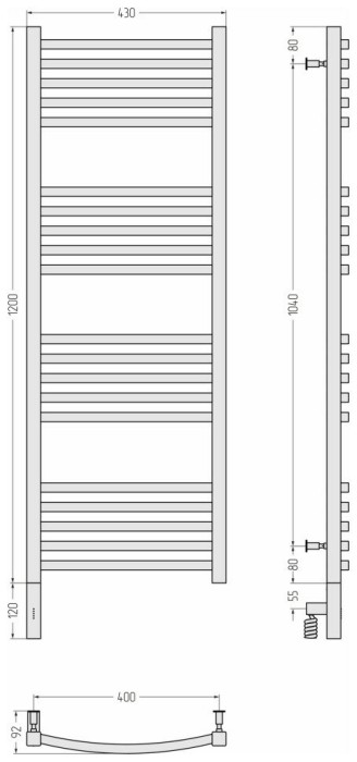 Сунержа Электрический полотенцесушитель 1000x500, Аркус 3.0, 31-5704-1240 цвет: матовый чёрный