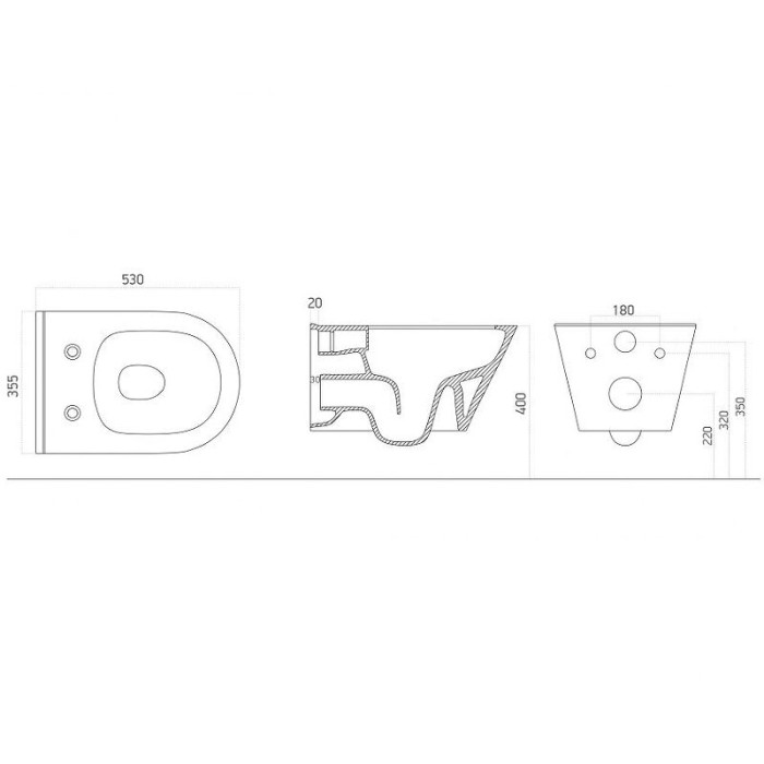 Унитаз подвесной, (без крышки), черный, Avva Boheme 972-B