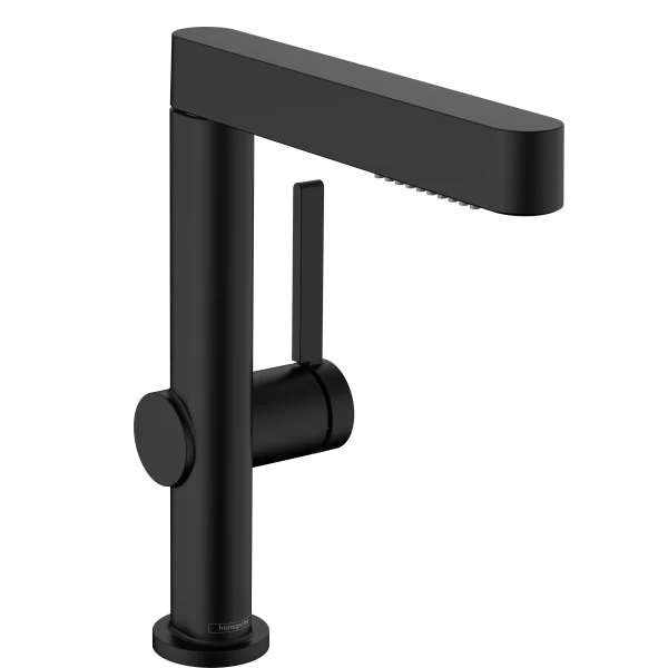 Смеситель для раковины с вытяжным душем 2jetсо сливным клапаном Push-Open, Hansgrohe Finoris, черный арт. 76063670