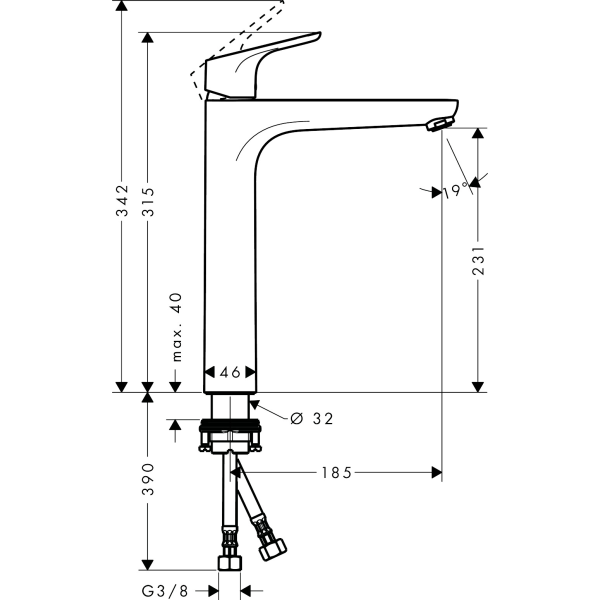 Смеситель для раковины без сливного гарнитура, Hansgrohe Focus, хром арт. 31532000