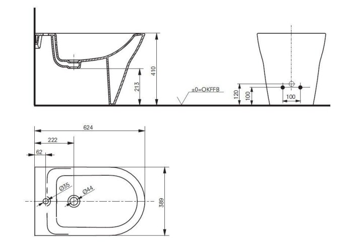Биде напольное, MH TOTO, BW10046G цвет: белый