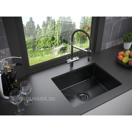 Мойка для кухни нержавеющая 590х510мм Paulmark ISAR, вороненая сталь - PM805951-GM