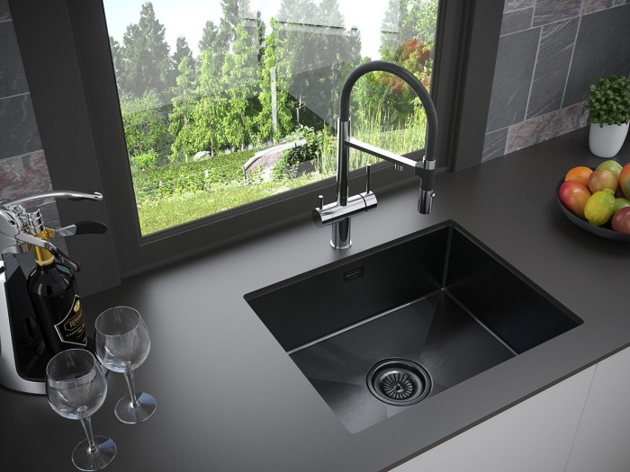 Мойка для кухни нержавеющая 590х510мм Paulmark ISAR, вороненая сталь - PM805951-GM