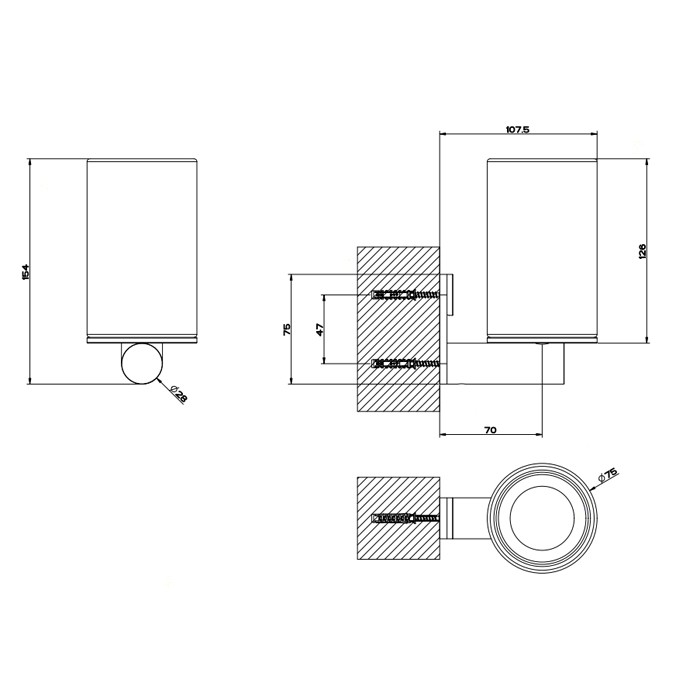 Стакан для зубных щеток настенный, Gessi 316, шлифованная сталь/белый арт. 54707#239
