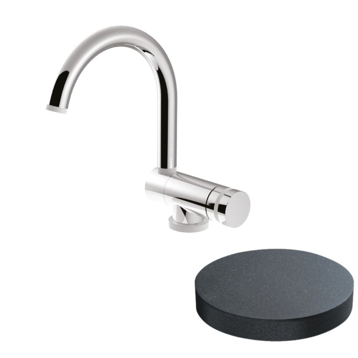 Смеситель для раковины, опускающийся и поворотный излив 17.6 см, без донного клапана, Giulini My ring, графит арт. MR0030/SCGF