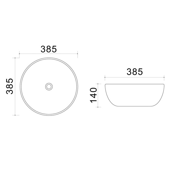 Раковина 38,5х38,5х14 ультратонкая, черная, Azario - AZ-4003