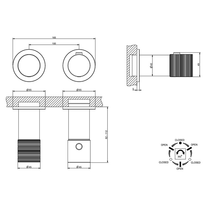 Смеситель для душа, встраиваемый, термостатический, с переключателем на 3 положения, Gessi Habito Trame, black metal pvd арт. 70336#706