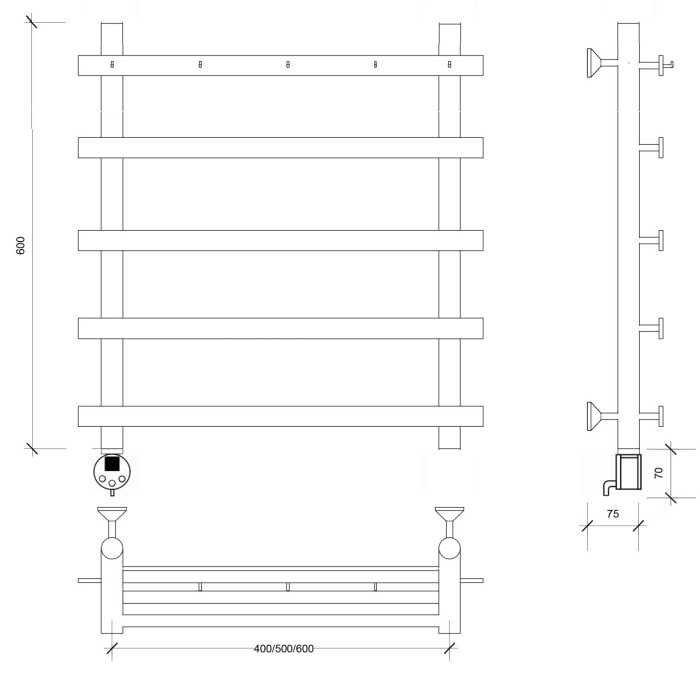 Полотенцесушитель электрический 60x70 Понтида 1 К Secado арт. 4673739239377
