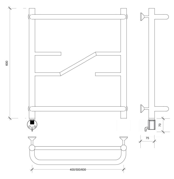 Полотенцесушитель электрический 60x40 Риволи СП Secado арт. 4673739241639