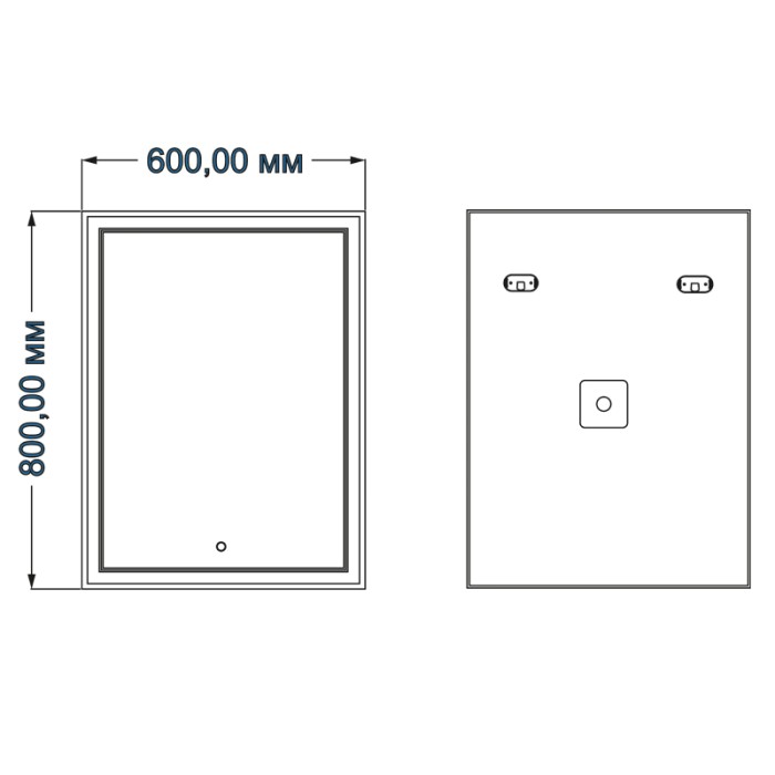 Зеркало Grand-2 600х800 с сенсорны выключателем диммером и подогревом, Azario Grand - ФР-00002129