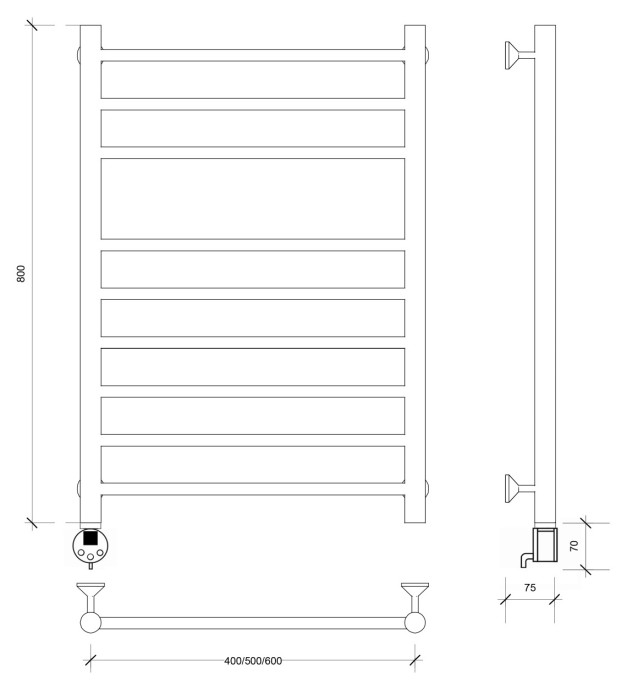 Полотенцесушитель электрический 80x50 Триада 5 Secado арт. 4673739243596