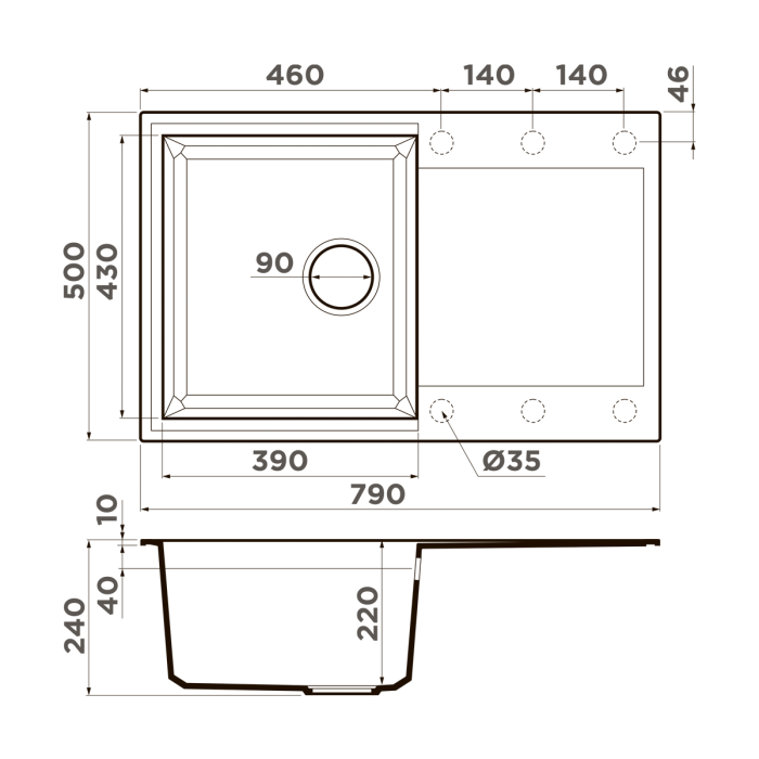 Кухонная мойка Omoikiri Sakaime 79-GR Tetogranit, цвет leningrad grey арт. 4993553