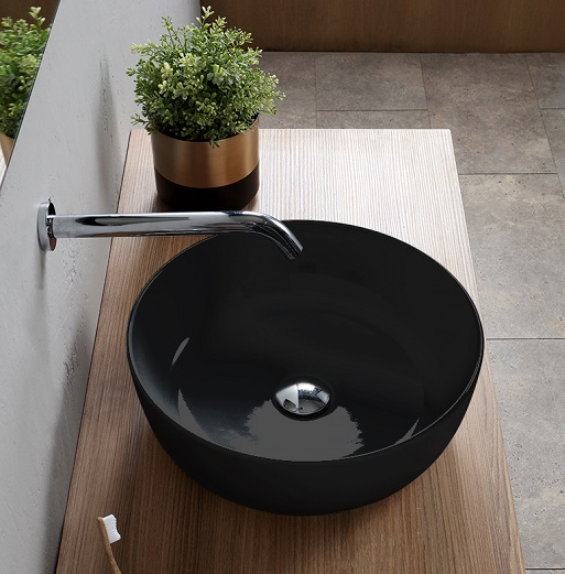 Раковина накладная, без перелива, без отверстий, цвет черный глянцевый, Scarabeo Glam - 1808 35