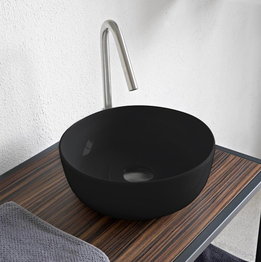 Раковина накладная, без перелива, без отверстий, цвет черный глянцевый, Scarabeo Glam - 1808 35